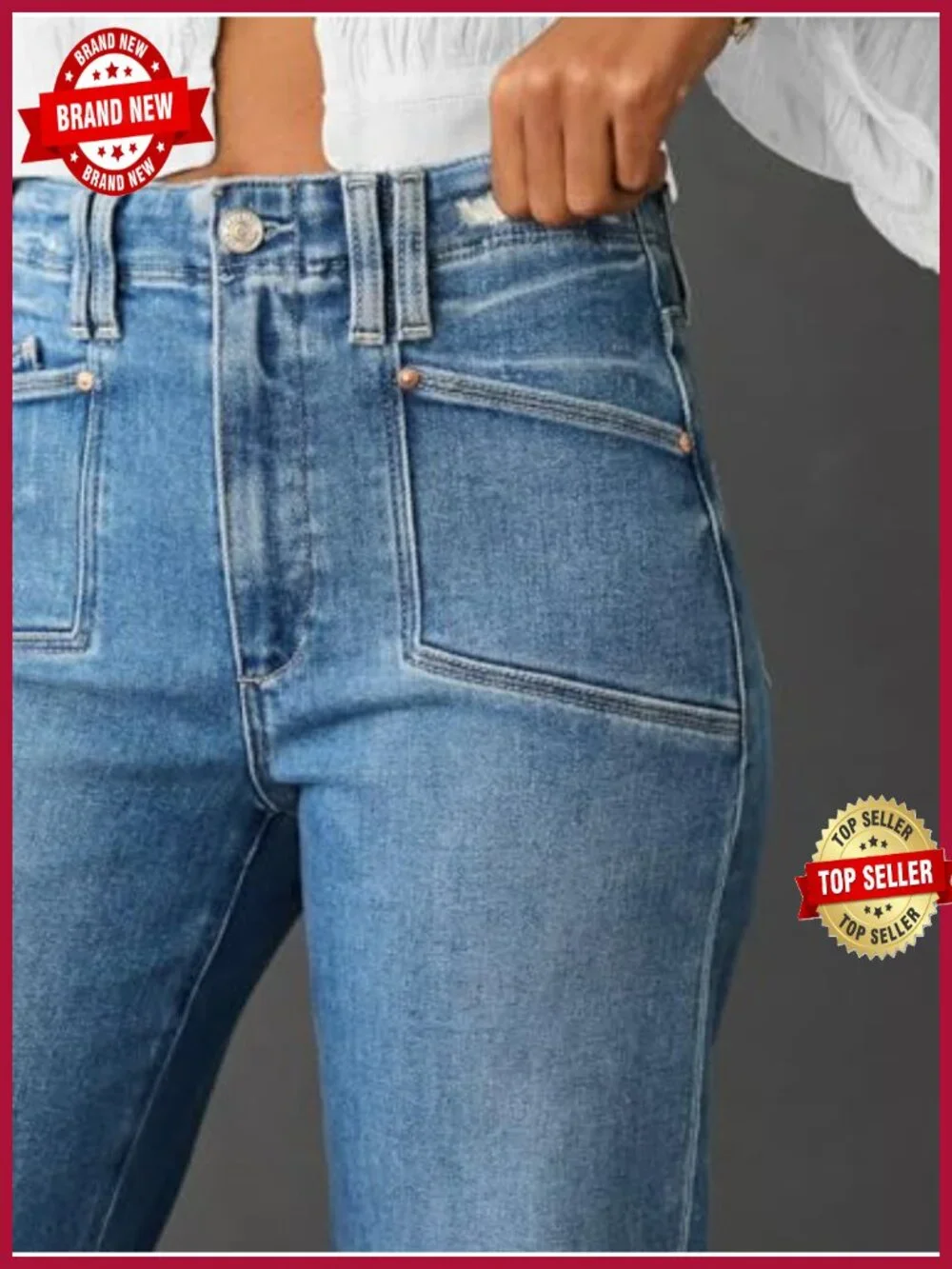 Wide Leg High Waist Stretch Denim Jeans Women Boyfriend Trendy Casual Fall